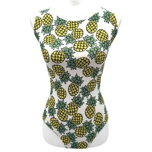 FUSED HAWAII Women's Medium Pineapple Print Low Back One Piece Swimsuit Tropical